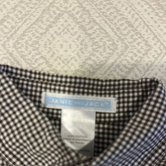Janie and Jack Baby Boy Classic Checkered Brown & White Button Down Shirt - Picture 5 of 7